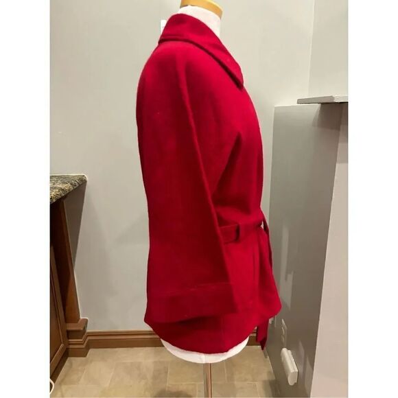 Harve Bernard L button front 3/4 wide sleeve wool belted blazer/cardigan (faux p - Picture 3 of 6